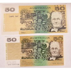 AUSTRALIA 1993 . FIFTY 50  DOLLAR BANKNOTE . ERROR . MISSING INK . FIRST ERROR LIKE THIS
